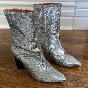 IRO Abelin bootie in silver sequins.
